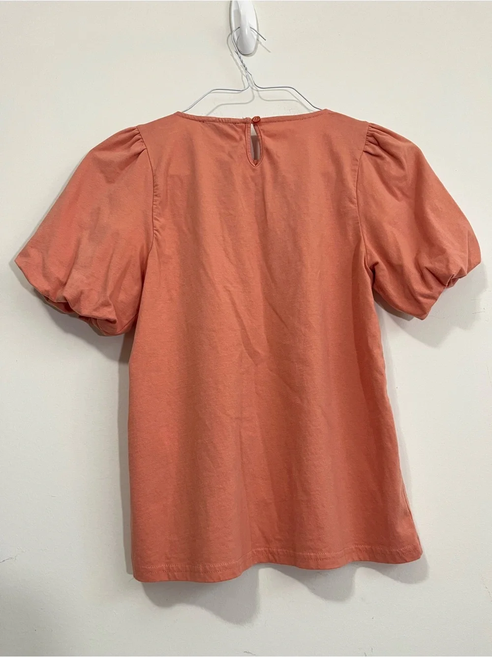 J. Crew Salmon Dusty Pink Lace Trim Blouse Top Short Puff Sleeve Size XS Office